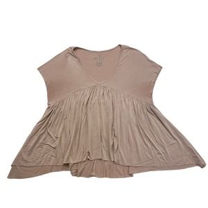 American Eagle Shirt Womens XS Pink Oversized Soft Sexy V Neck Short Sleeve